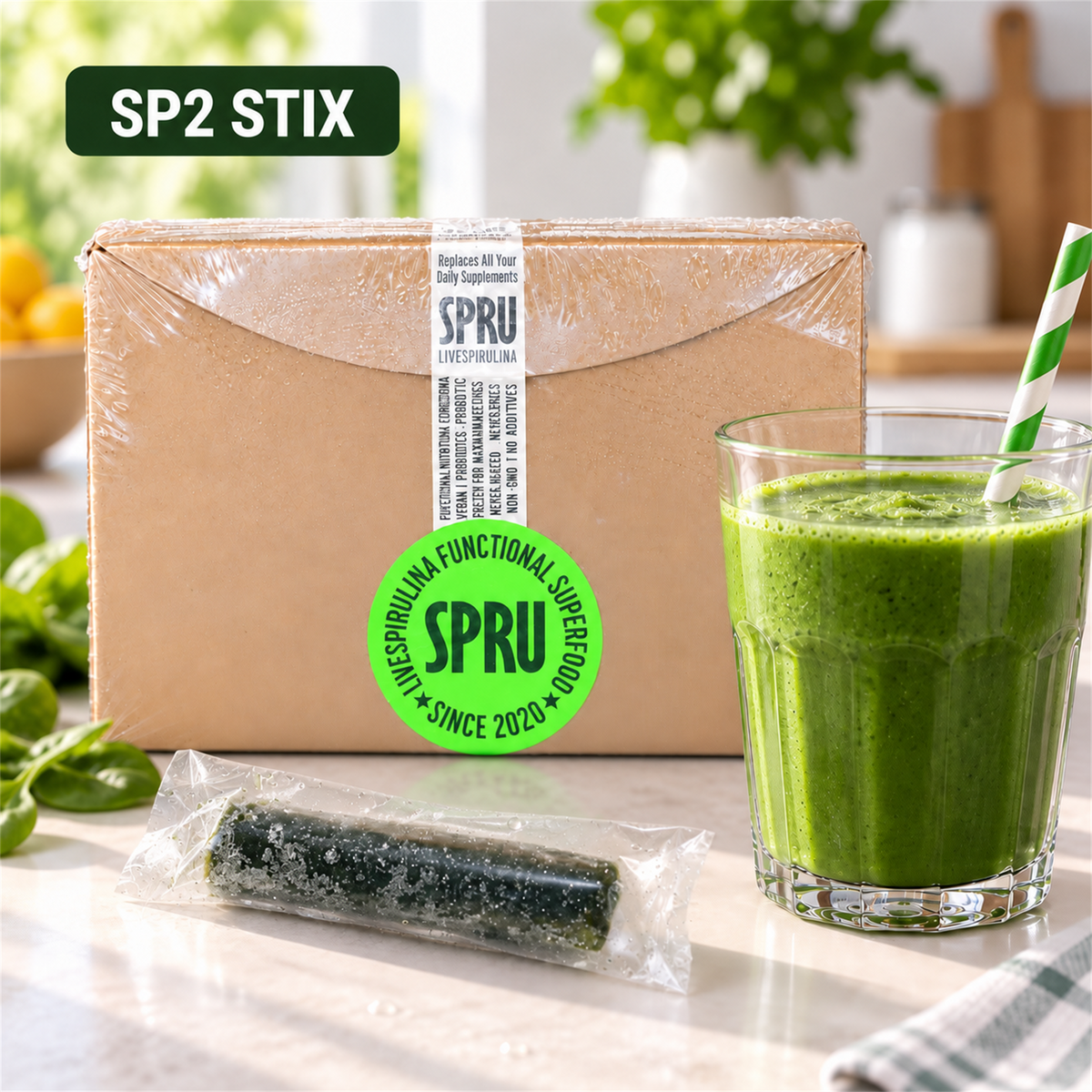 SPRU SP2 Live Spirulina Stix – Active Support (30-Pack)