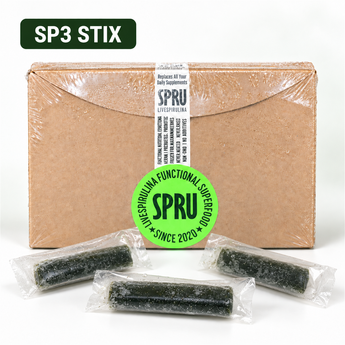 SPRU SP3 Live Spirulina Stix – Triple Portion (30-Pack)