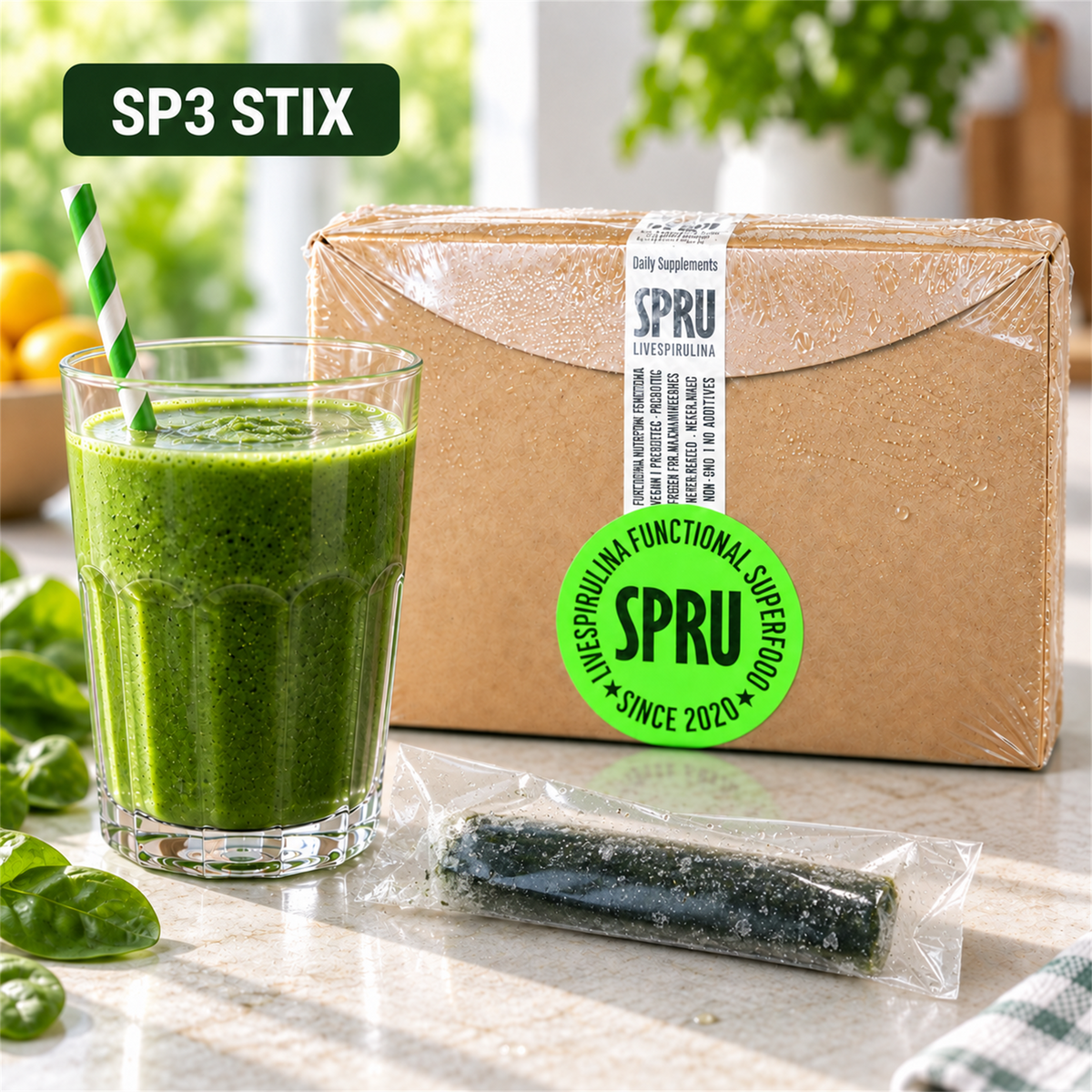 SPRU SP3 Live Spirulina Stix – Triple Portion (30-Pack)