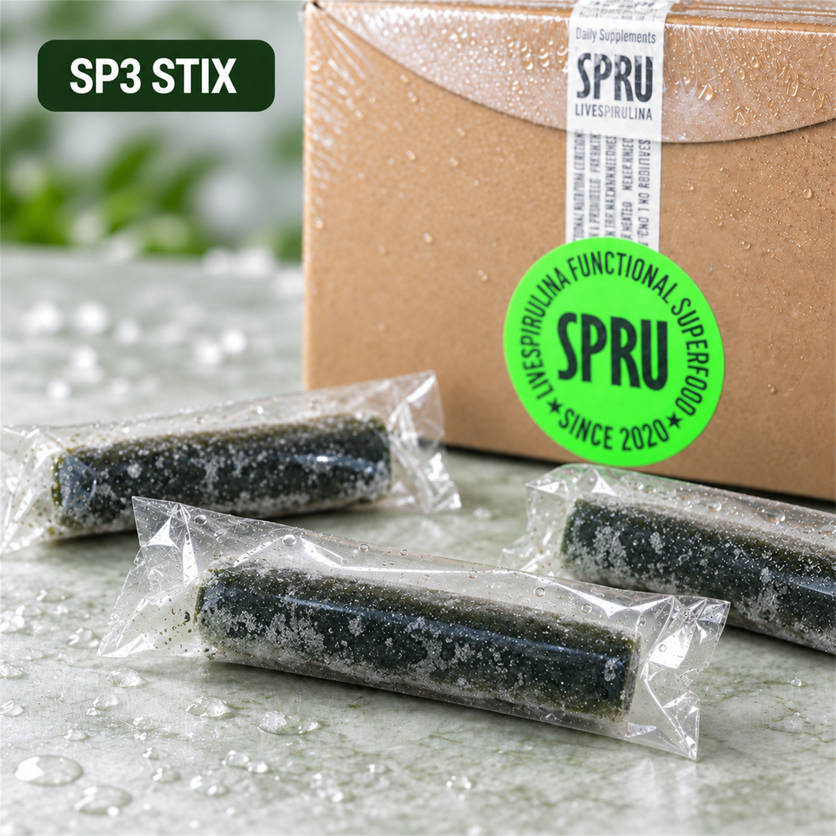 SPRU SP3 Live Spirulina Stix – Triple Portion (30-Pack)